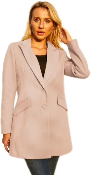 Womens Pea Coat Elegant Mid-Long Winter Coats for Women Overcoat V Neck Single Breasted Coat Outerwear