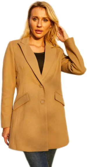 Womens Pea Coat Elegant Mid-Long Winter Coats for Women Overcoat V Neck Single Breasted Coat Outerwear