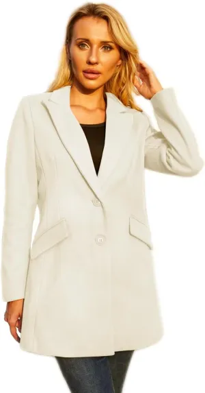 Womens Pea Coat Elegant Mid-Long Winter Coats for Women Overcoat V Neck Single Breasted Coat Outerwear