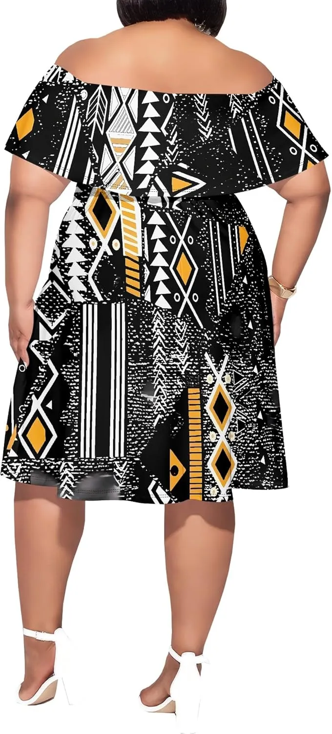 Women's Plus Size Summer Dresses Floral Print Midi Dresses Flowy Sundresses