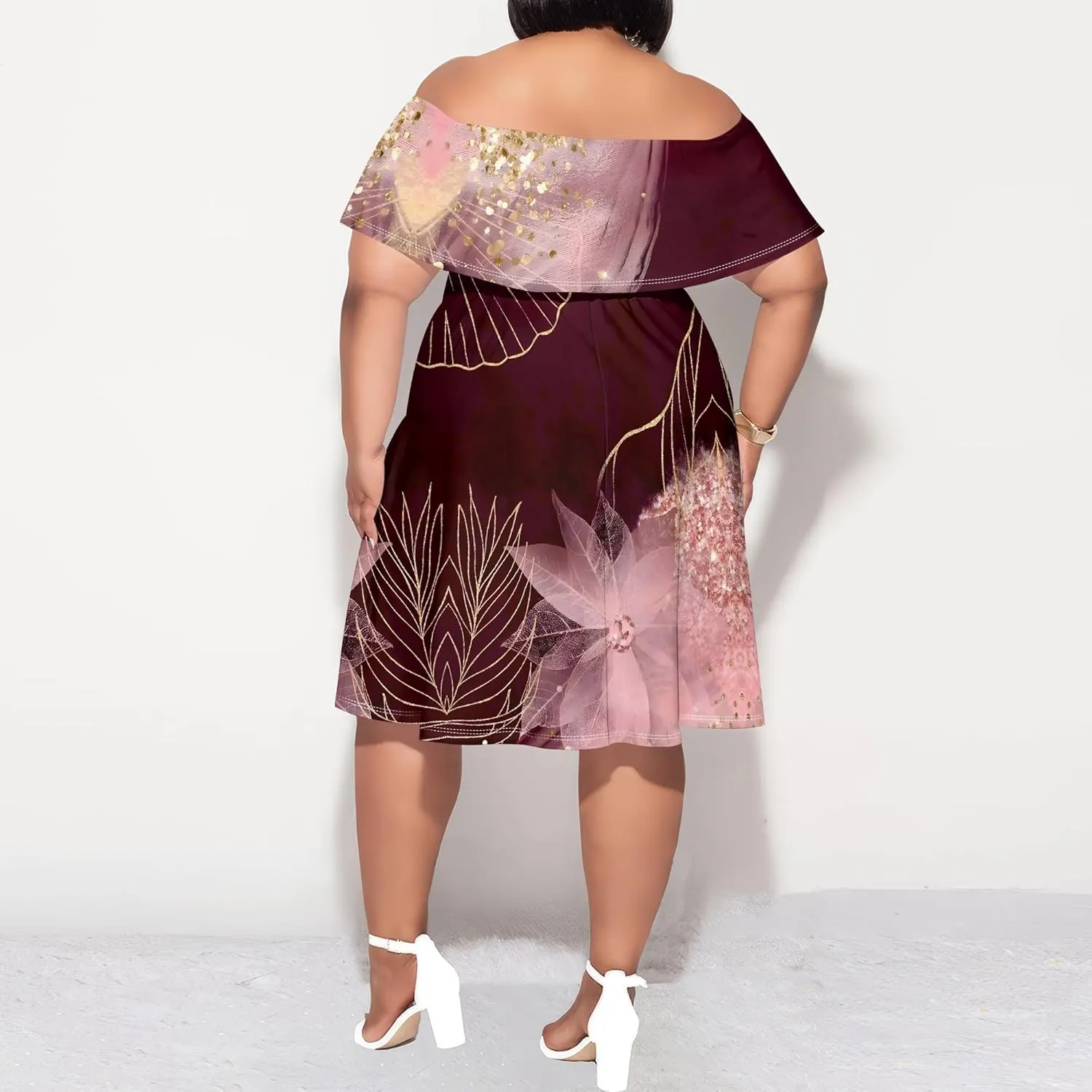 Women's Plus Size Summer Dresses Floral Print Midi Dresses Flowy Sundresses