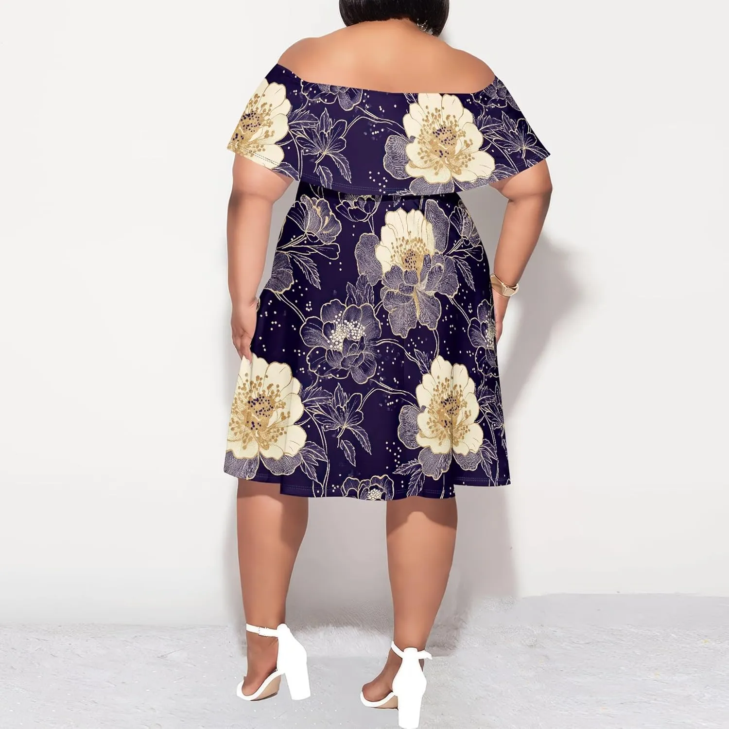 Women's Plus Size Summer Dresses Floral Print Midi Dresses Flowy Sundresses