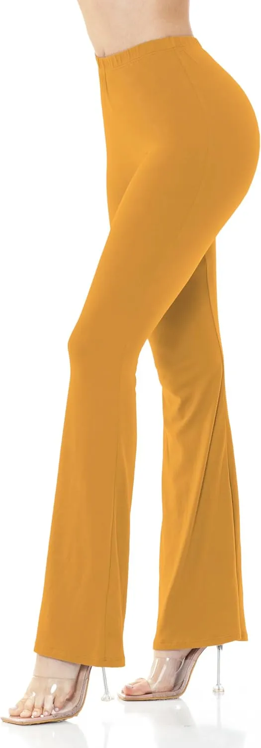 Women's Premium Flare Legging Yoga Pants Palazzo Pants Form Fitting Comfty High Waist Bell Bottom Pants