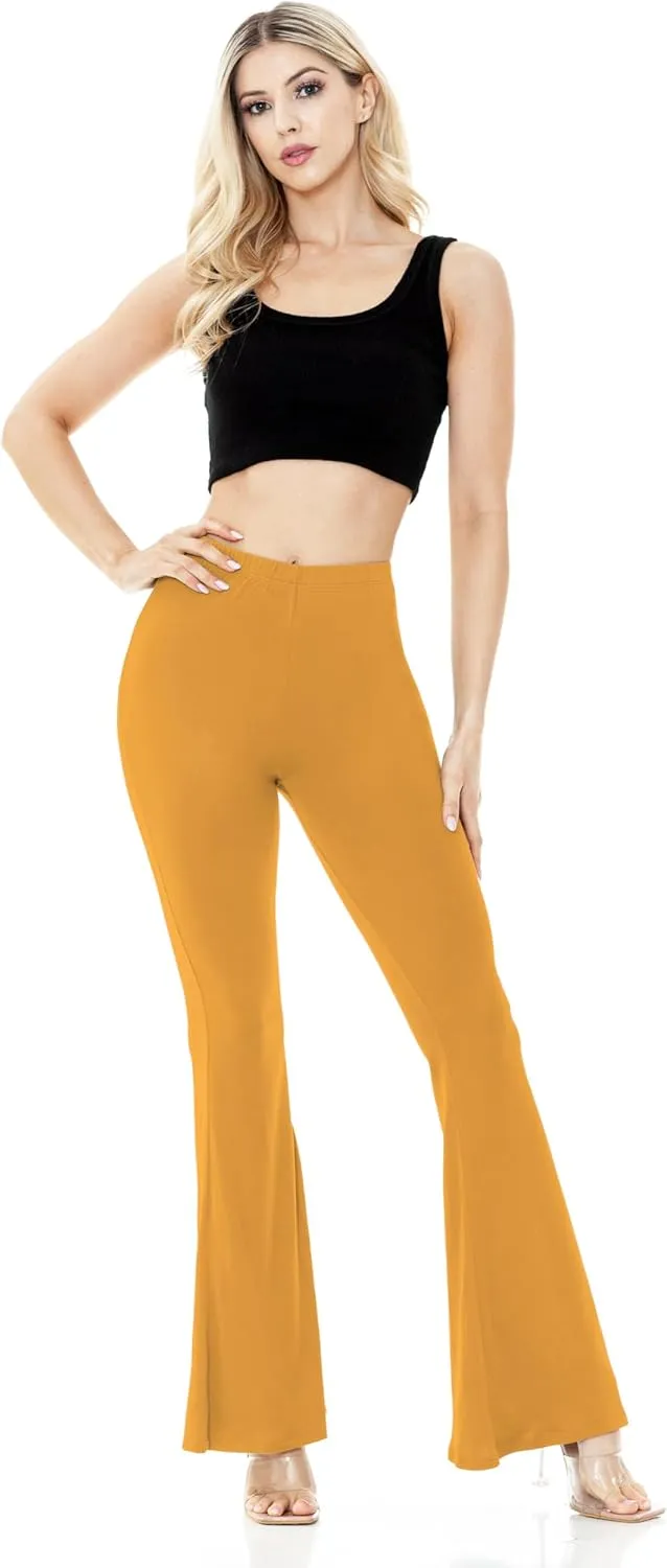 Women's Premium Flare Legging Yoga Pants Palazzo Pants Form Fitting Comfty High Waist Bell Bottom Pants