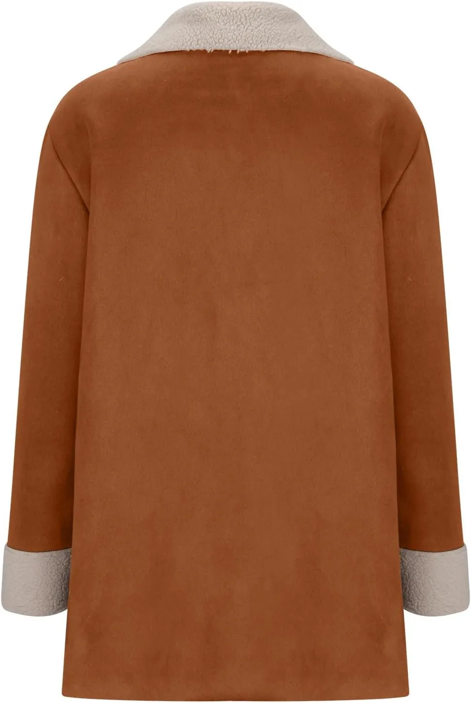Womens Sherpa Fleece Lined Jacket Lamb Wool Padded Trench Coat Button Lapel Collar Parka Faux Suede Pea Coat Outerwear
