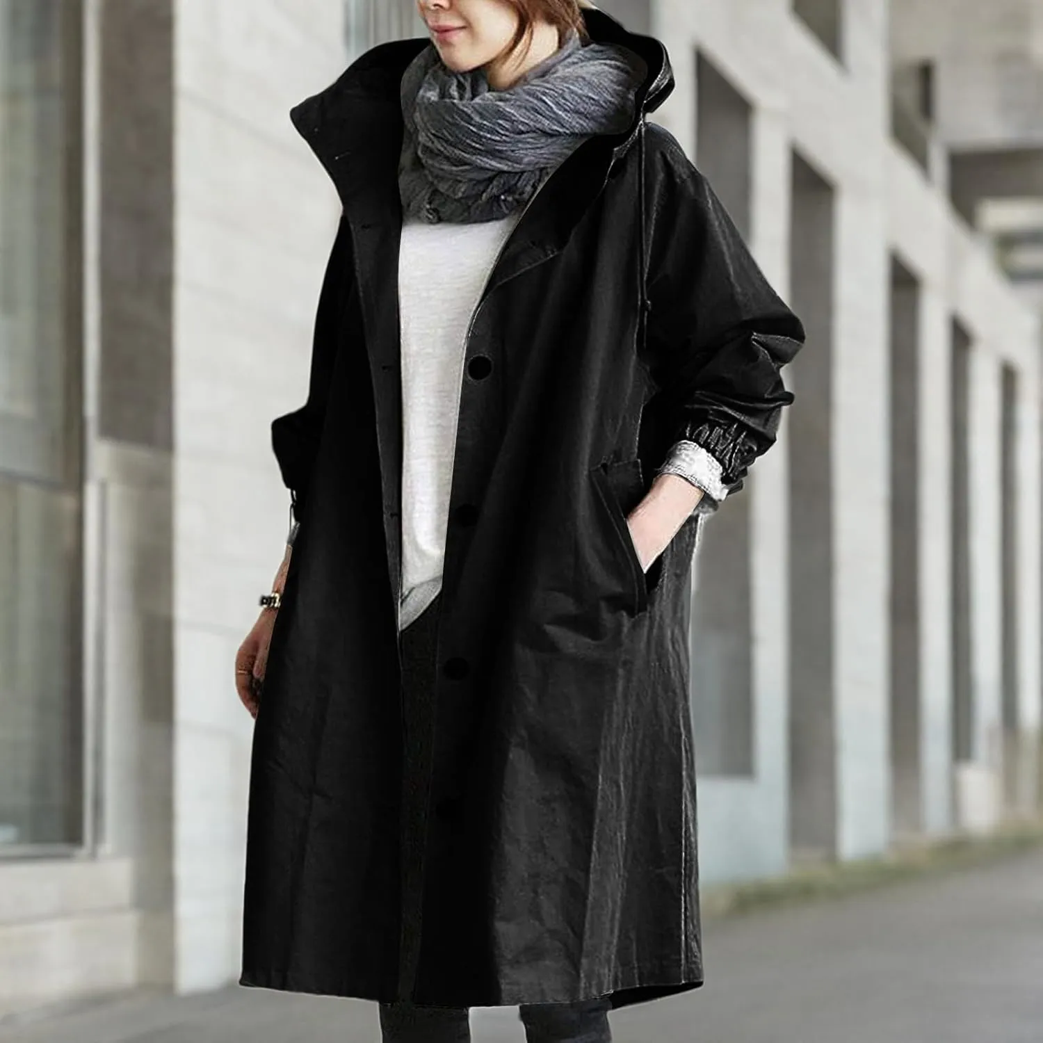 Women's Trench Jackets Rain Jacket Loose Winter Hooded Oversized Elegant Windbreaker Comfortable Coat Outwear
