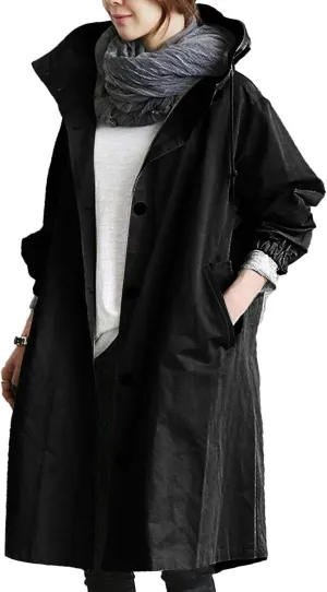 Women's Trench Jackets Rain Jacket Loose Winter Hooded Oversized Elegant Windbreaker Comfortable Coat Outwear