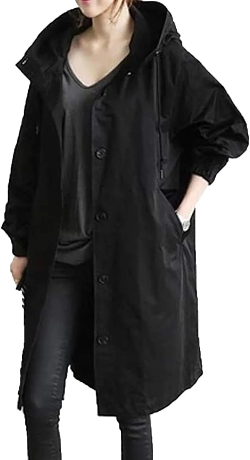 Women's Trench Jackets Rain Jacket Loose Winter Hooded Oversized Elegant Windbreaker Comfortable Coat Outwear