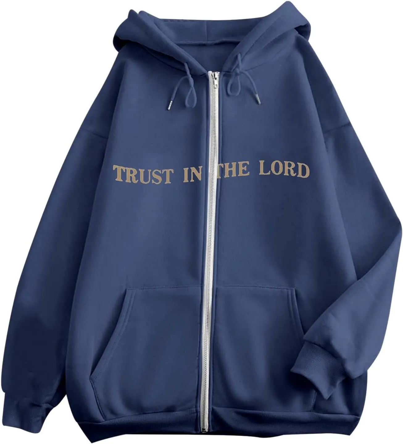 Women's Trust In The Lord Full Zip Up Christian Hoodies Comfort Fleece Lined Aesthetic with Hood Jackets 2024 Jesus