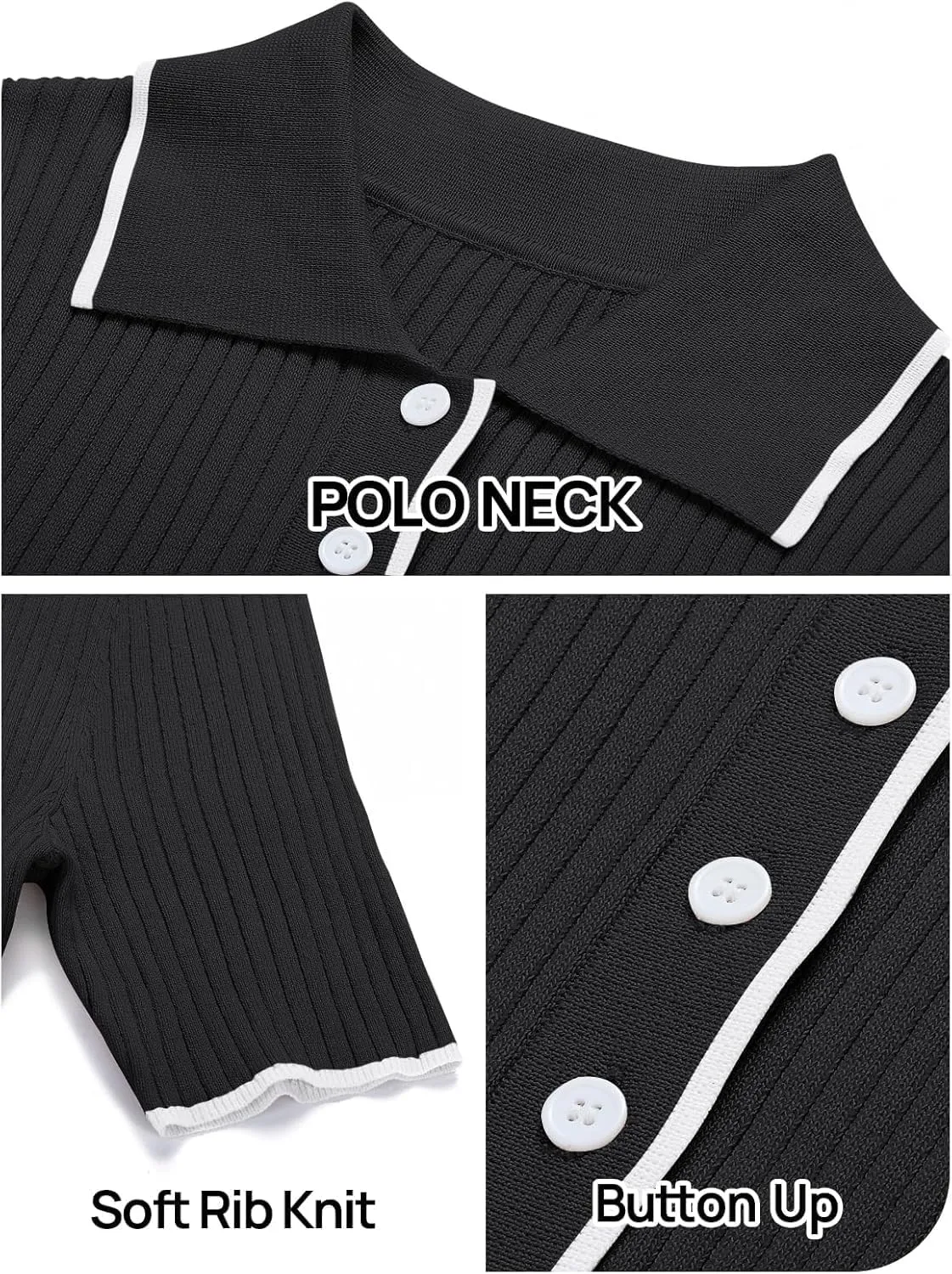 Women's V Neck Ribbed Knit Maxi Dress Button Short Sleeve Slim Fit Bodycon Sweater Dress
