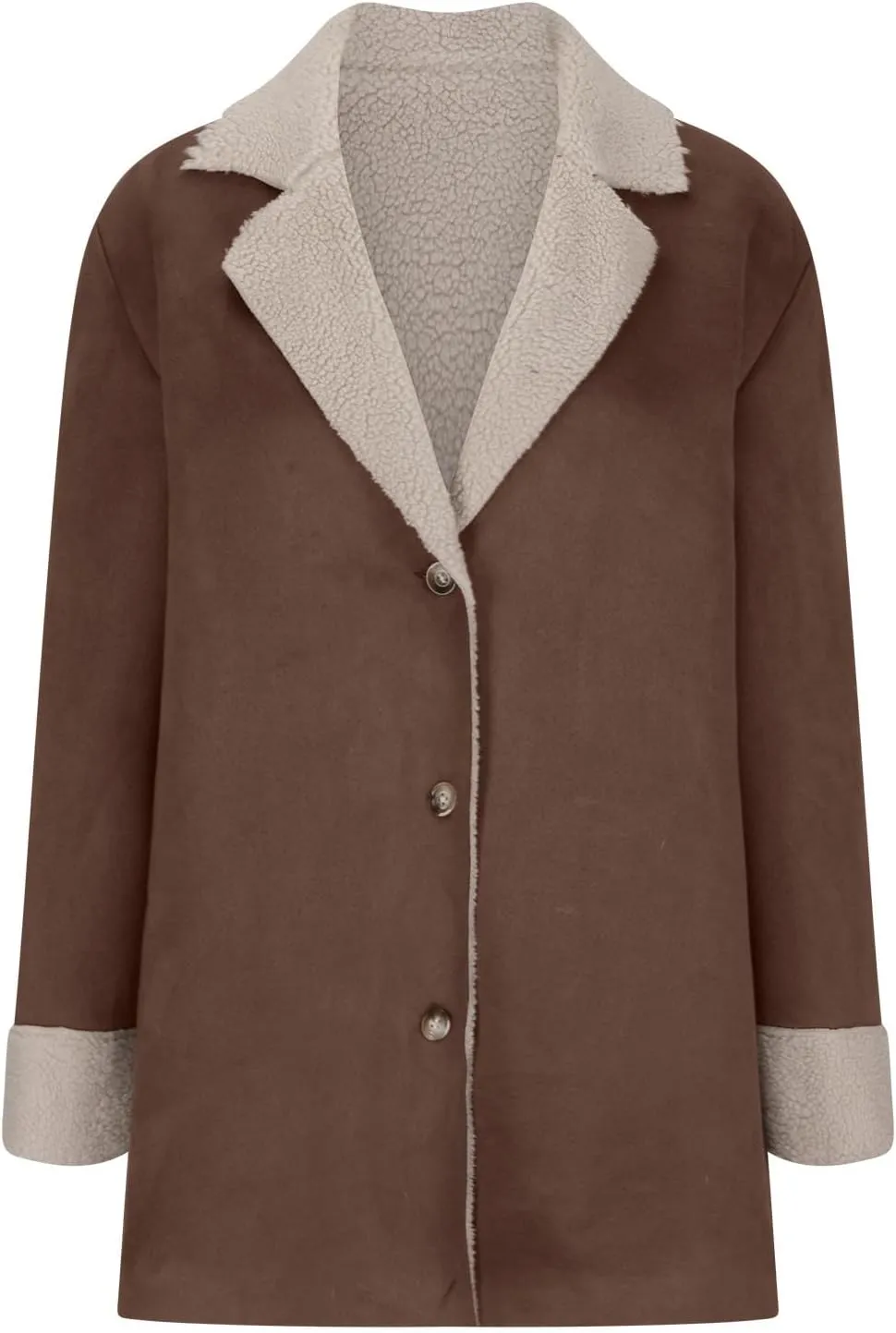 Womens Winter Coats Fleece Fuzzy Sherpa Lined Jackets Notch Lapel Pea Trench Coats Warm Overcoat Fashion Fall Outfits
