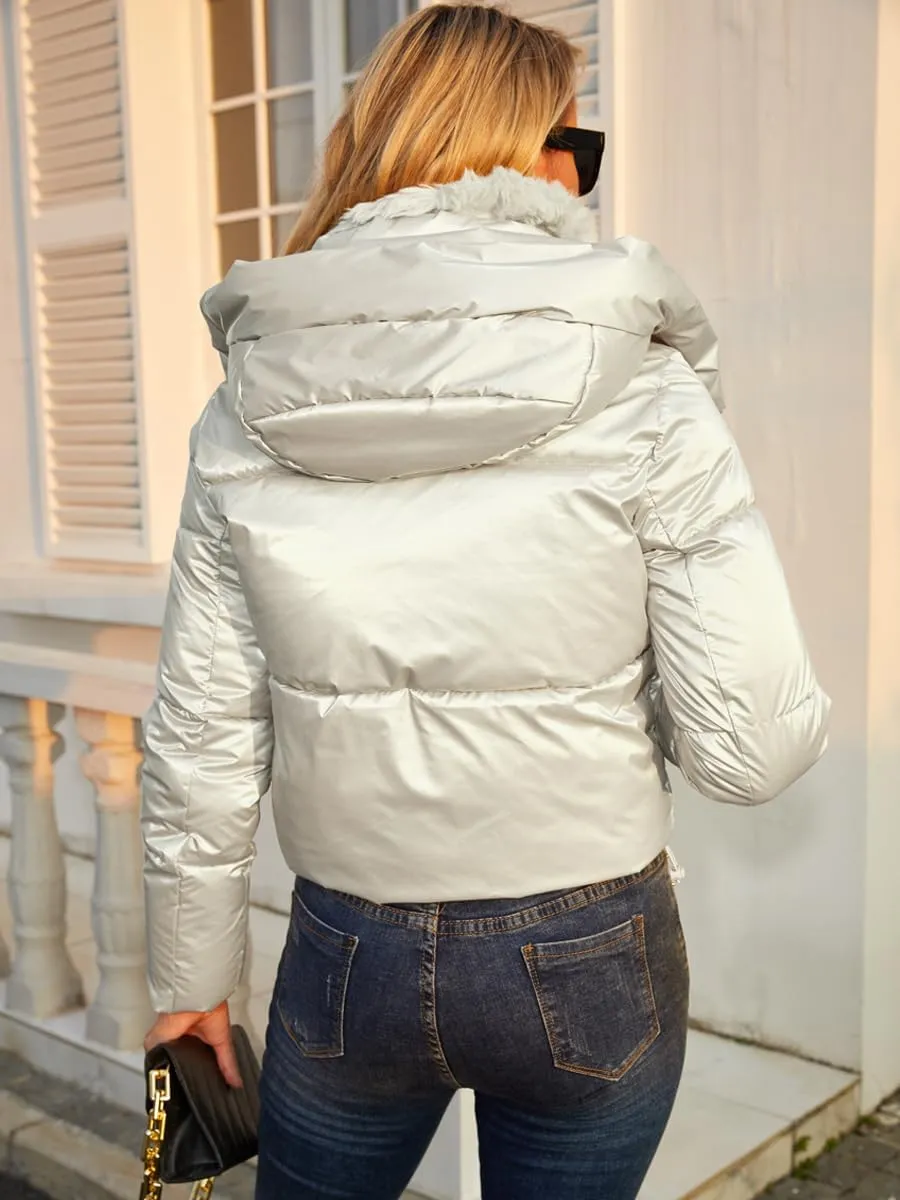 Women's Winter Down Jacket with Removable Sleeves Lightweight Vest Warm Coat with Pockets Outerwear