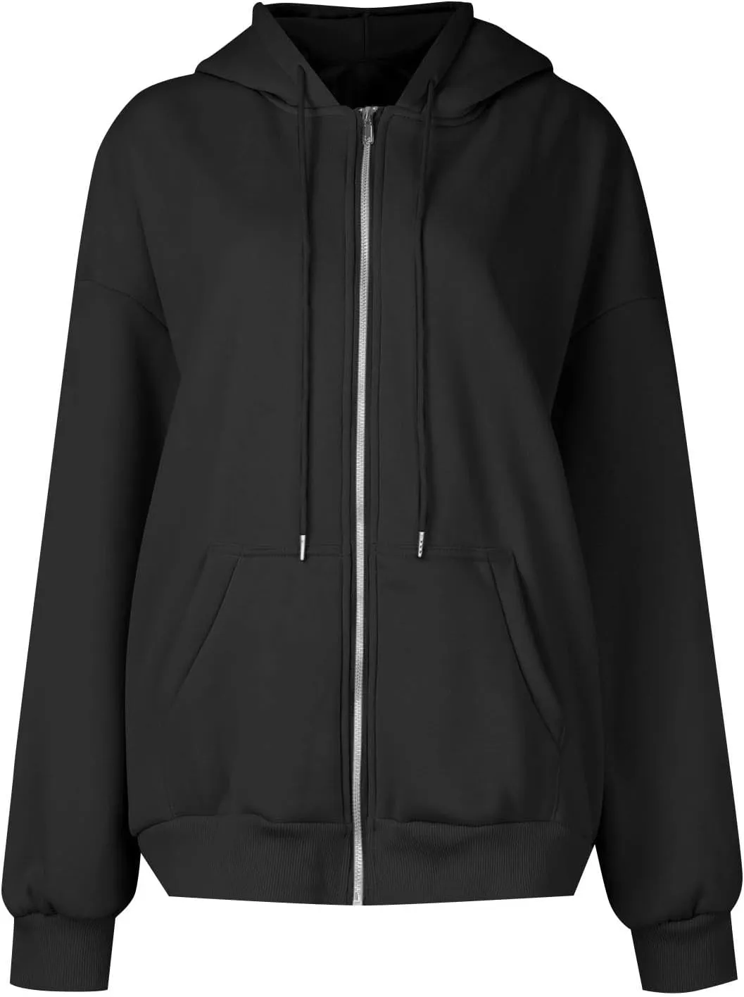 Womens Zip Up Hoodies Oversized Long Sleeve Sweatshirts Casual Y2K Hoodie 2024 Fall Jacket with Pockets