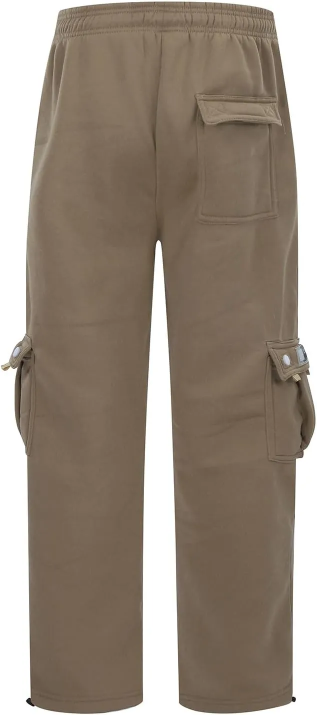 Work Pants for Men Solid Multi-Pocket Mid-Rise Zipper Comfort Stretch High Waist Slim Casual Straight Trousers