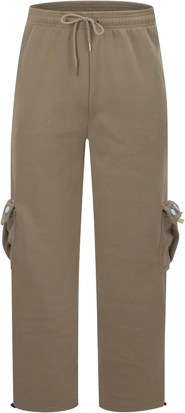 Work Pants for Men Solid Multi-Pocket Mid-Rise Zipper Comfort Stretch High Waist Slim Casual Straight Trousers
