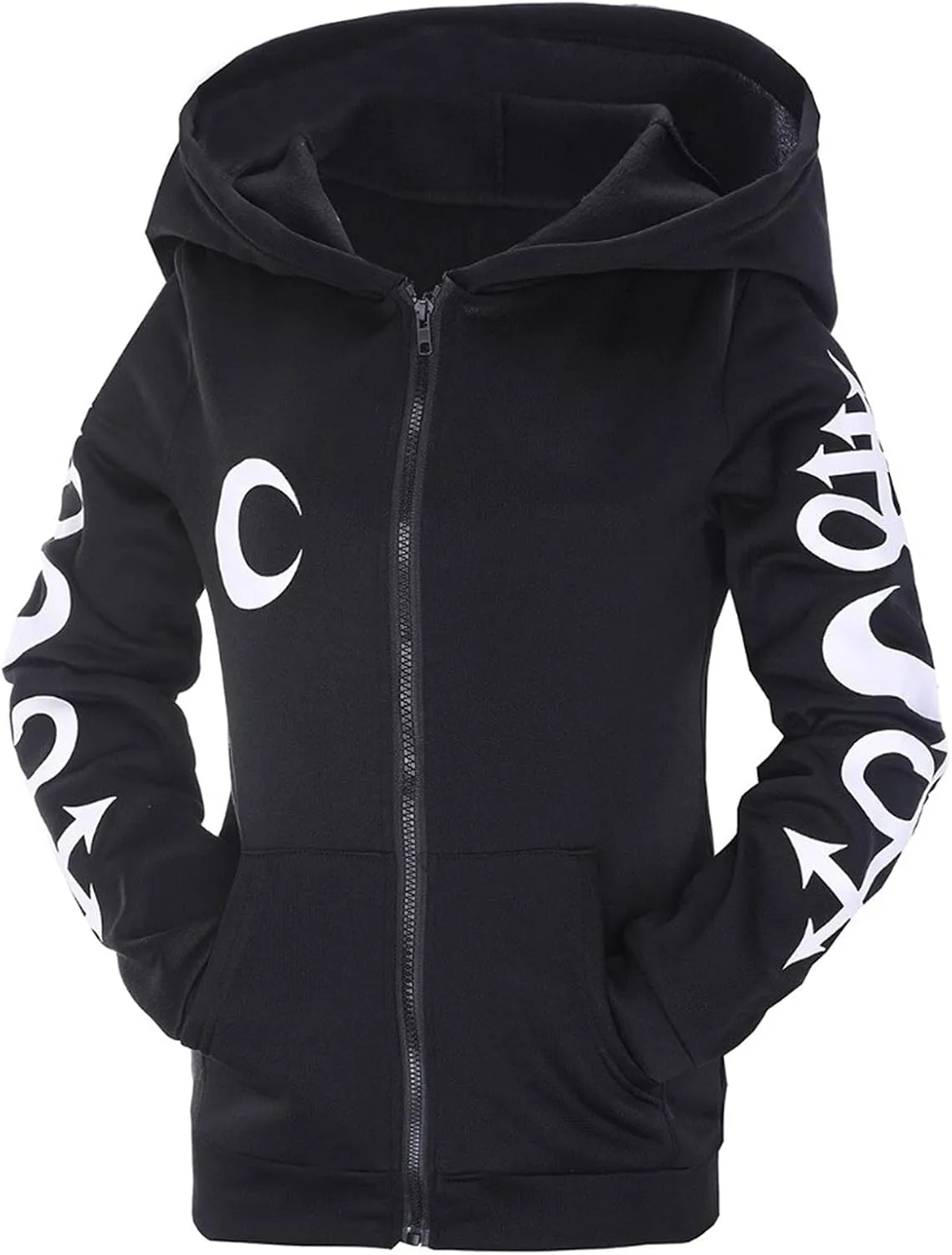 Xiaojmake Women Punk Gothic Sweatshirt Witchcraft Moon Long Hoodie Jacket Oversized Long Sleeve Zip Up Halloween Hooded Coats