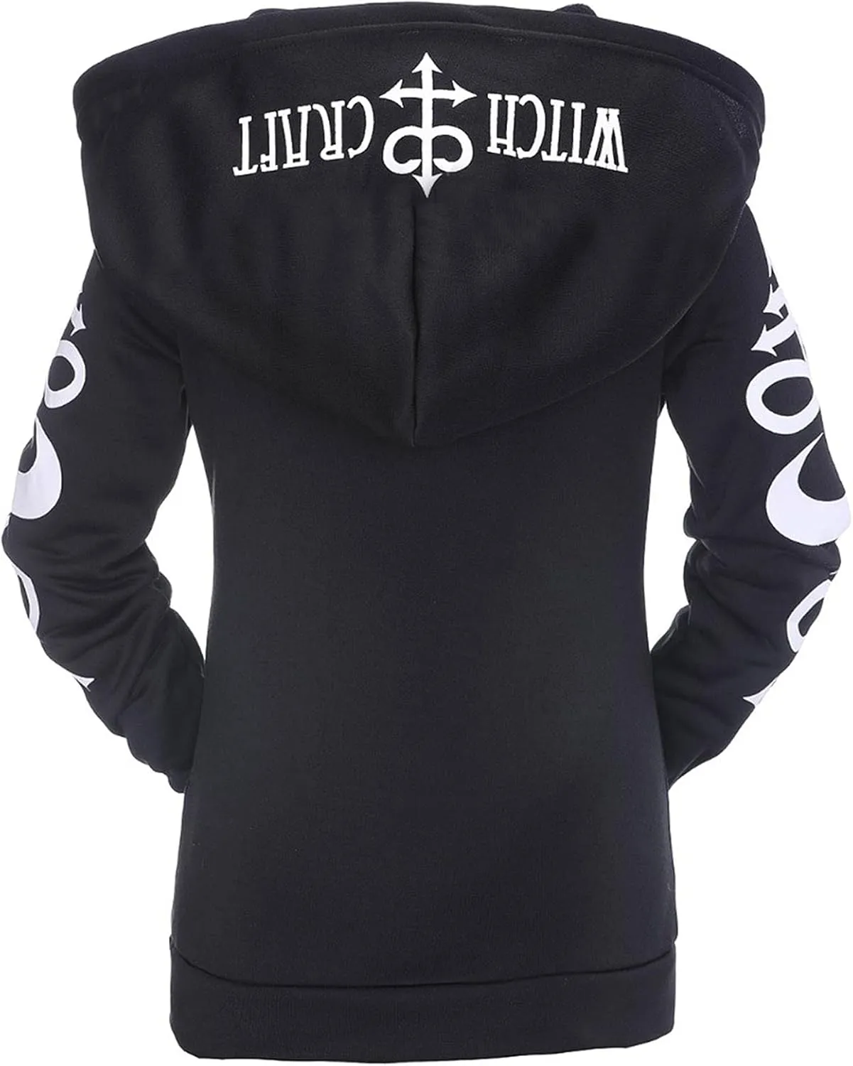 Xiaojmake Women Punk Gothic Sweatshirt Witchcraft Moon Long Hoodie Jacket Oversized Long Sleeve Zip Up Halloween Hooded Coats
