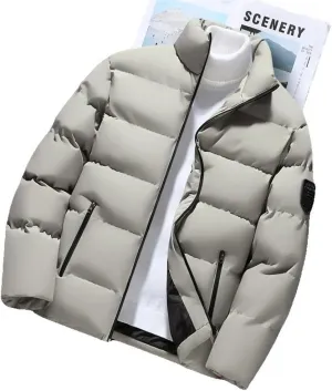 Xingfenly Korean Jacket Men Autumn Winter Cotton Padded Warm Thickened Stand Collar Clothing Puffer Coats Youth