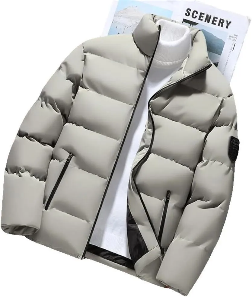 Xingfenly Korean Jacket Men Autumn Winter Cotton Padded Warm Thickened Stand Collar Clothing Puffer Coats Youth