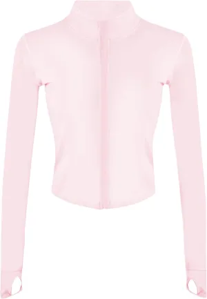 Yeokou Womens Active Zip Up Running Workout Cropped Bbl Athletic Jacket with Thumb Holes