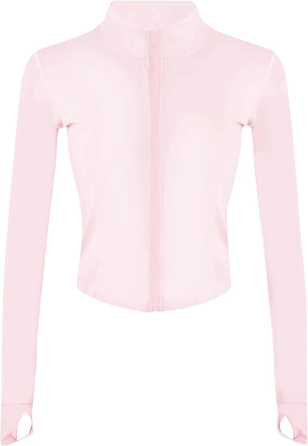 Yeokou Womens Active Zip Up Running Workout Cropped Bbl Athletic Jacket with Thumb Holes