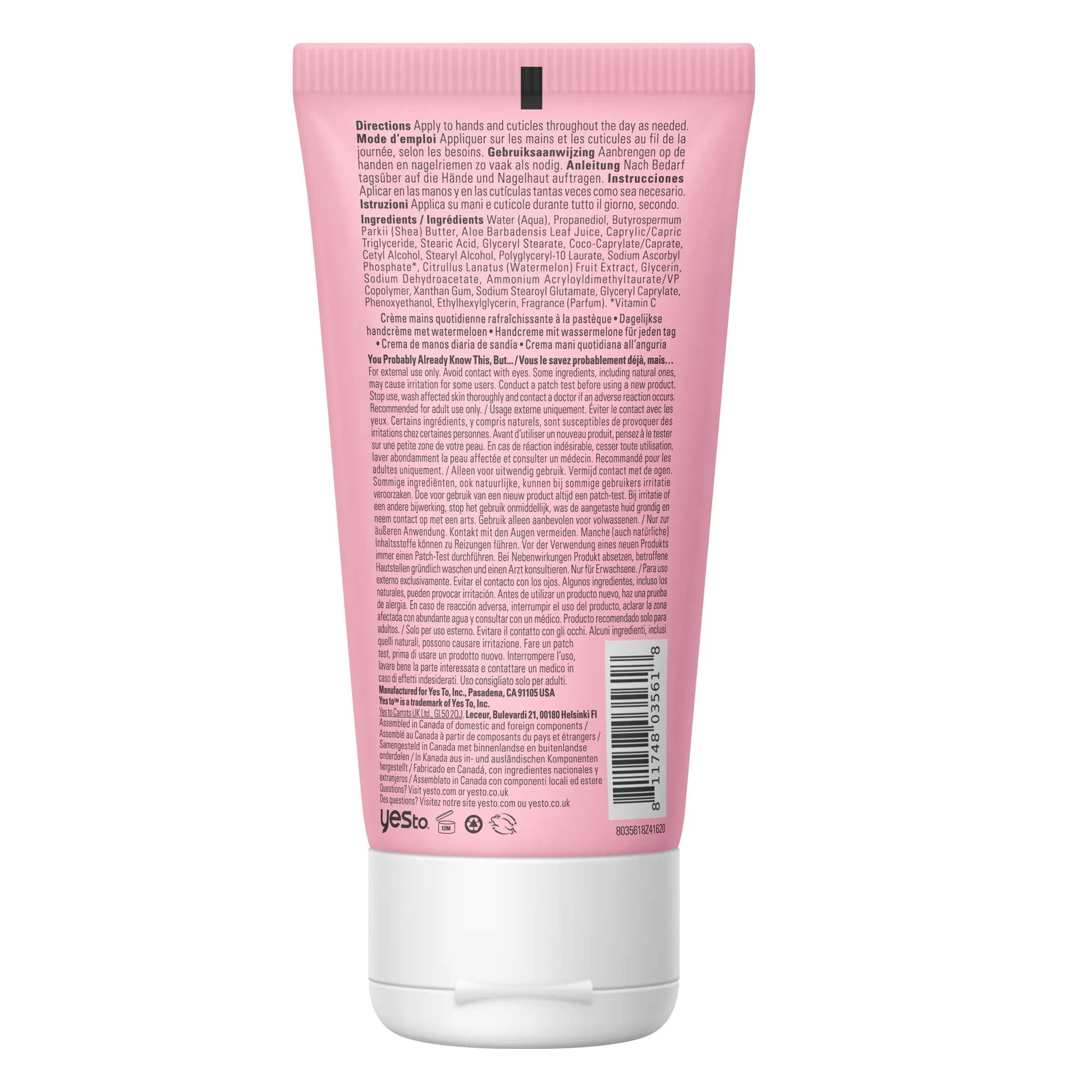 Yes To Daily Hand Cream Variety 2 Pack - 1 Fragrance Free Avocado For Dry Skin and 1 Watermelon For All Skin Types, White