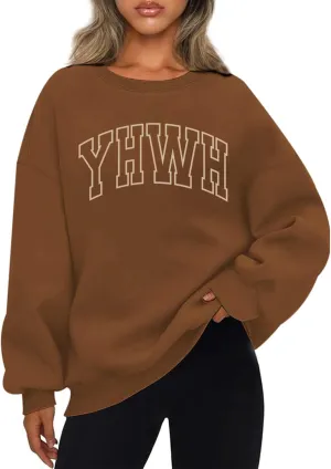 YHWH Christian Oversized Sweatshirt for Women Bible Verse Sweatshirts Jesus Religious Faith Pullover Graphic Tops