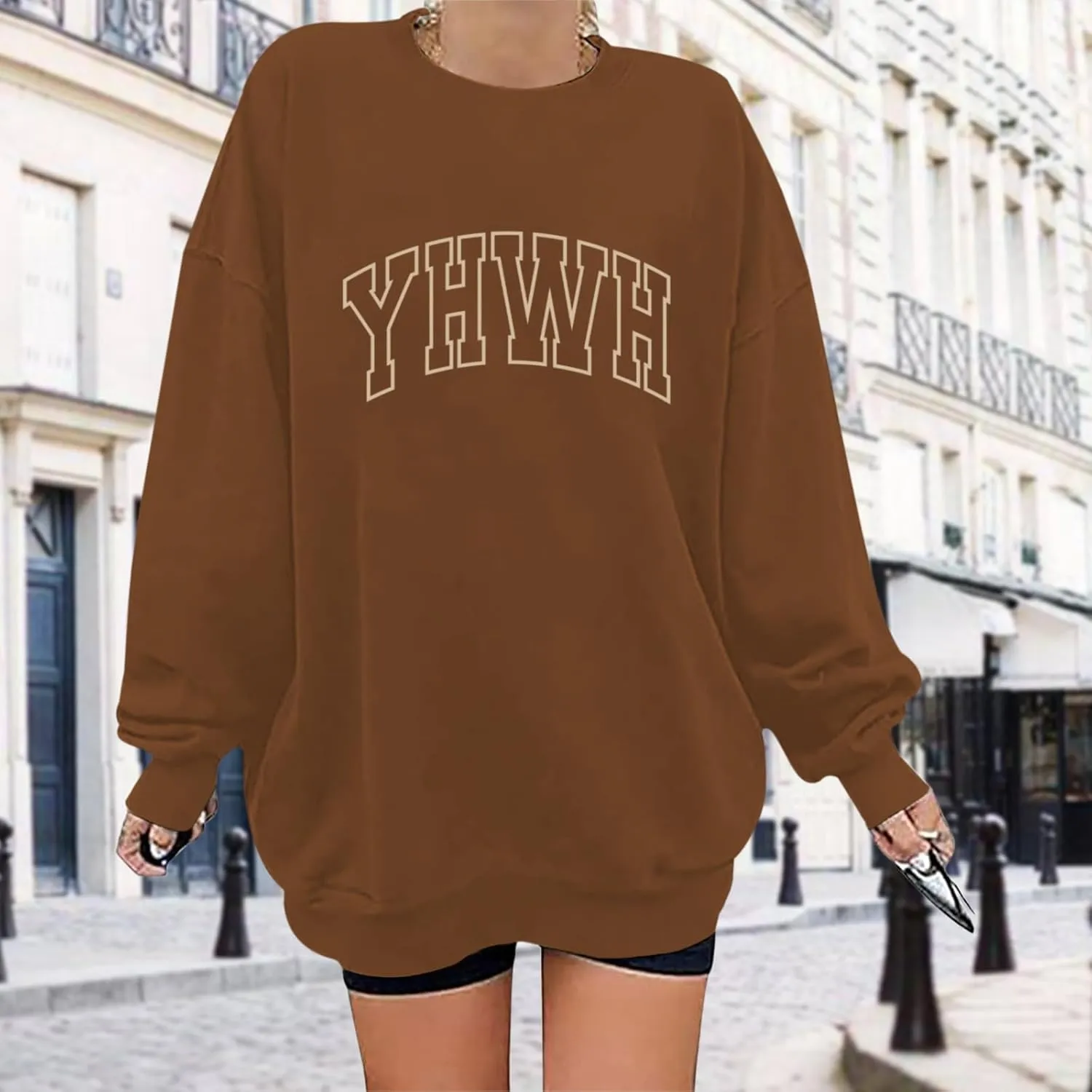 YHWH Christian Oversized Sweatshirt for Women Bible Verse Sweatshirts Jesus Religious Faith Pullover Graphic Tops
