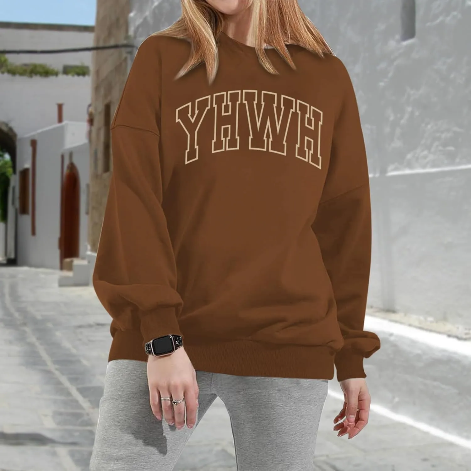 YHWH Christian Oversized Sweatshirt for Women Bible Verse Sweatshirts Jesus Religious Faith Pullover Graphic Tops