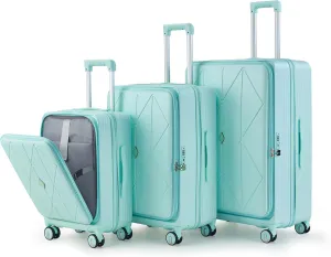 Yoglad Luggage Sets Three Piece Expandable Lightweight Durable Suitcase Sets 360 Spinner Wheels Suitcase PC Materials Durable With TSA Lock WIth luggage cover (20/24/28Inch) (mint green)