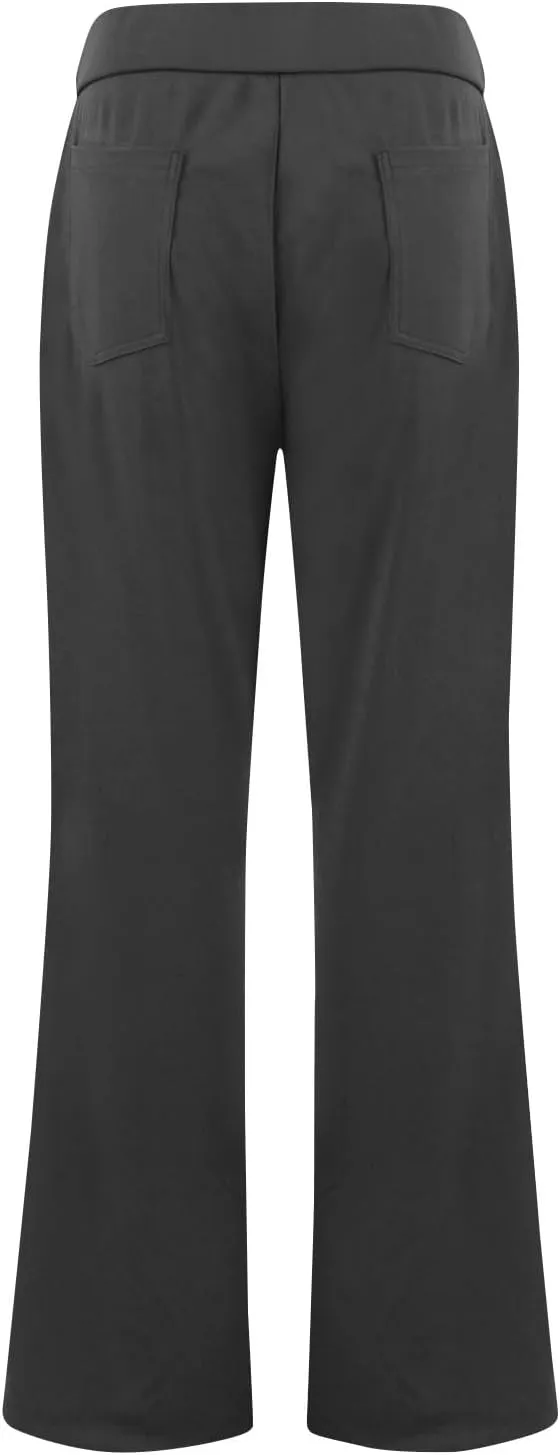 ZEFOTIM Flare Pants for Women Elastic Waist High Waisted Trouser Solid Color Curvy Trousers with Pocket