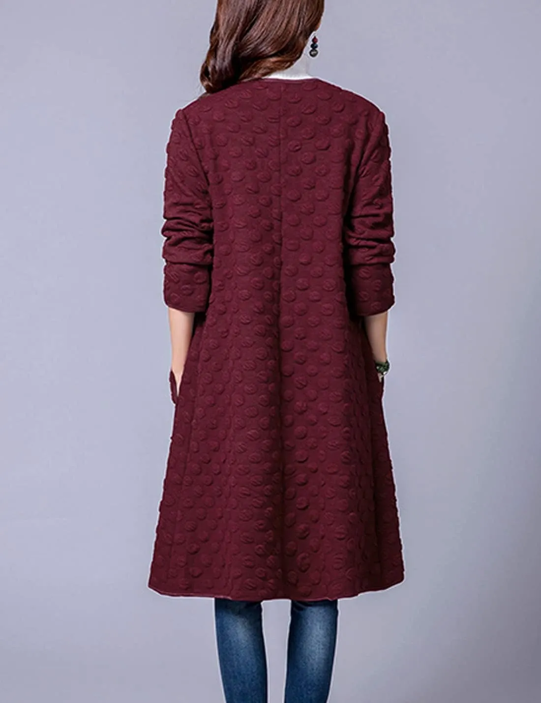 ZGZZ7 Women's Casual Vintage Mid-Long Coats Autumn Winter Cotton Padded Puffy Coats Cardigans Windbreaker