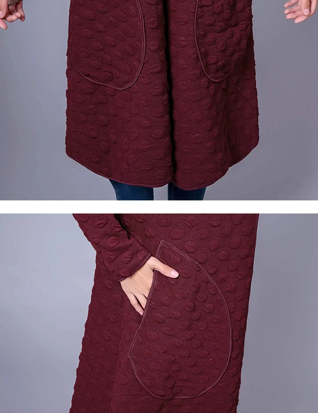 ZGZZ7 Women's Casual Vintage Mid-Long Coats Autumn Winter Cotton Padded Puffy Coats Cardigans Windbreaker