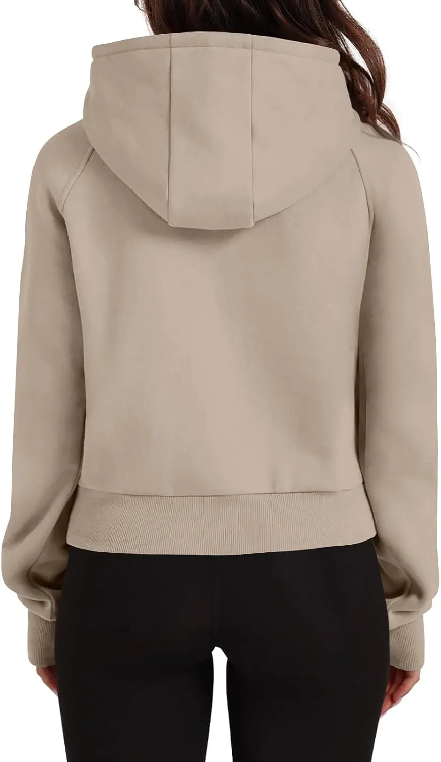 Zip Up Hoodie for Women Fleece Y2k Raglan Sleeve Cropped Sweater Solid Color Athletic Jackets 2024 Fall Tunic Tops