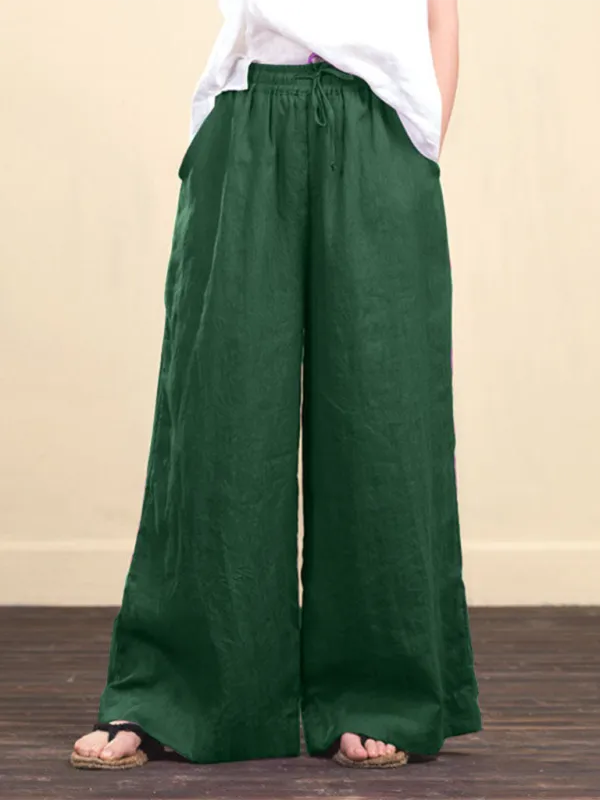 Zuri Women's Solid Color Linen Loose Wide-Leg Pants