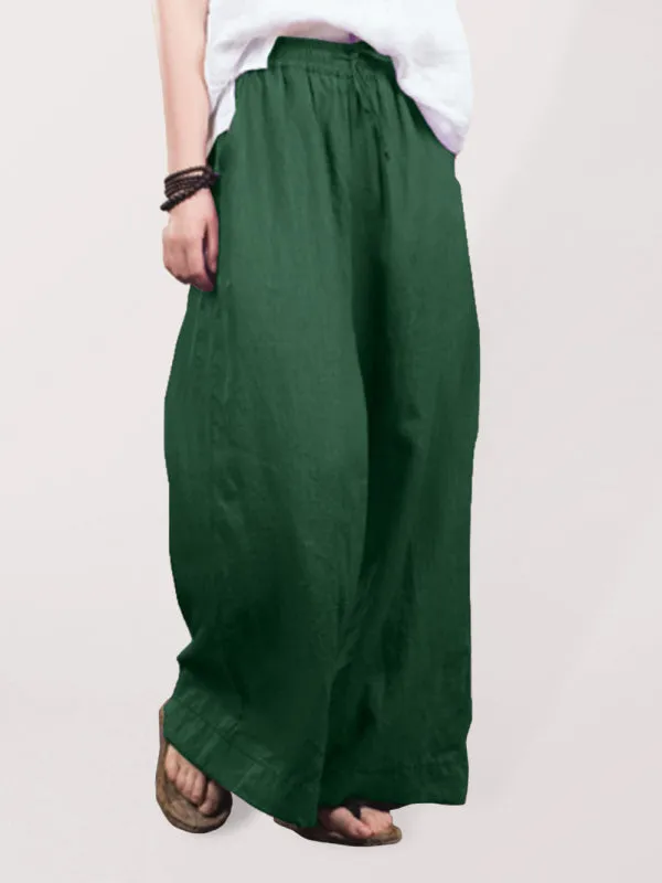 Zuri Women's Solid Color Linen Loose Wide-Leg Pants
