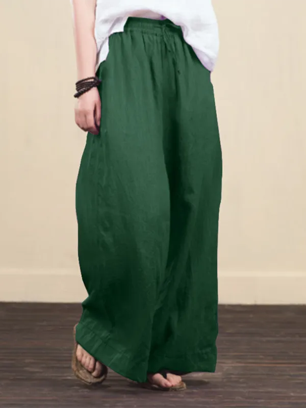 Zuri Women's Solid Color Linen Loose Wide-Leg Pants