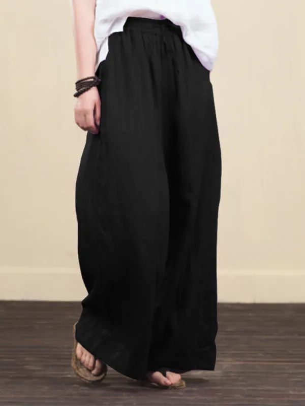 Zuri Women's Solid Color Linen Loose Wide-Leg Pants
