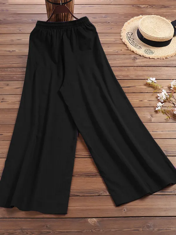 Zuri Women's Solid Color Linen Loose Wide-Leg Pants