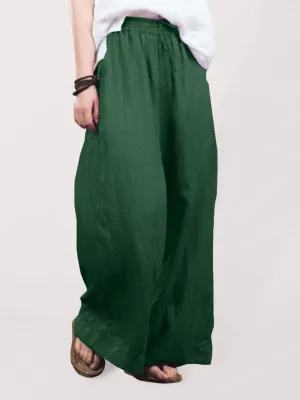 Zuri Women's Solid Color Linen Loose Wide-Leg Pants