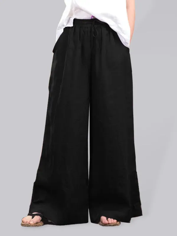 Zuri Women's Solid Color Linen Loose Wide-Leg Pants