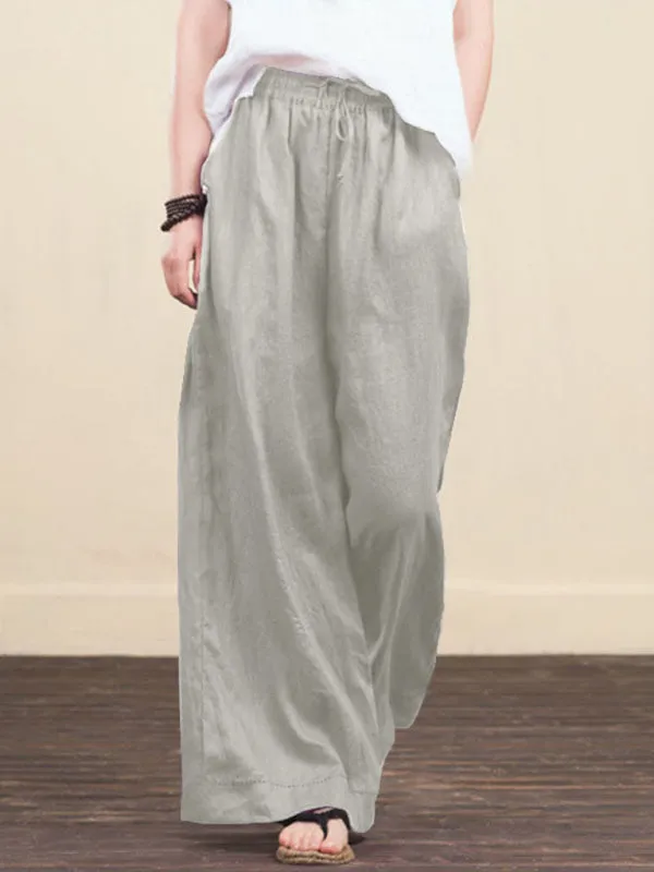 Zuri Women's Solid Color Linen Loose Wide-Leg Pants